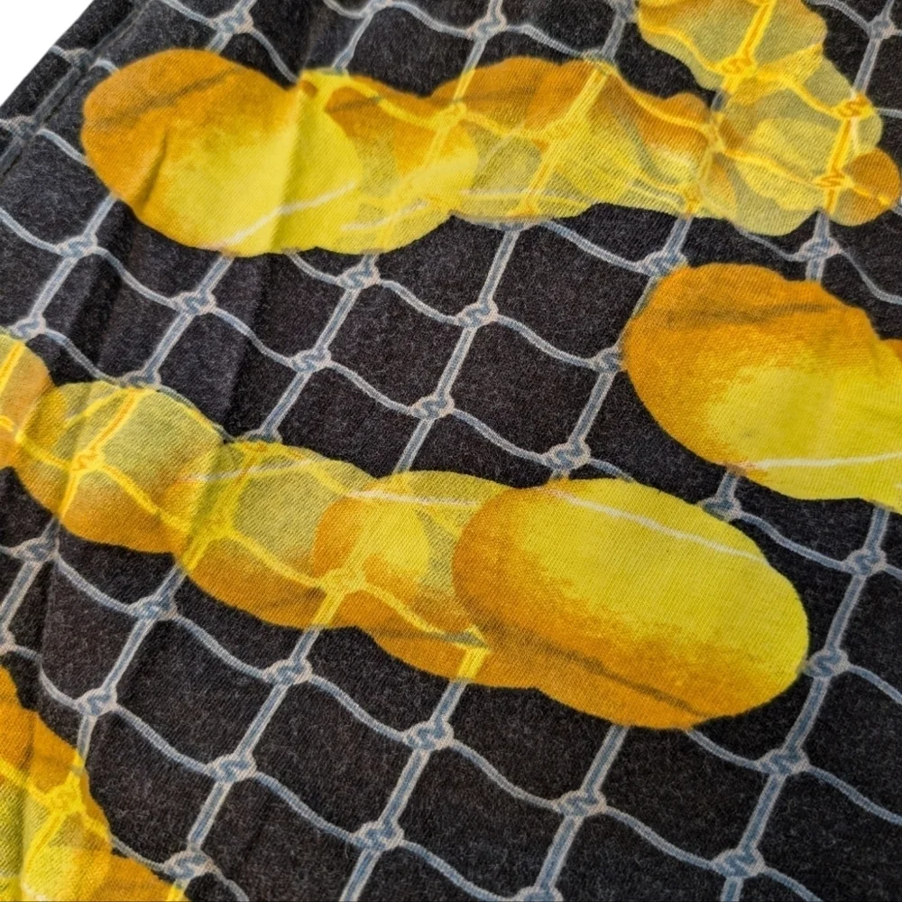 VINTAGE Tennis Fun Boxer Shorts Net Balls 100% Cotton Black Yellow Large